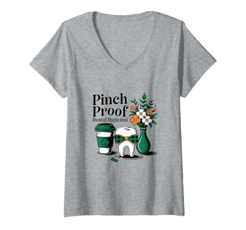 Damen Quetschsichere Dentalhygieniker-Grafik T-Shirt mit V-Ausschnitt von Dentist Professional Designs