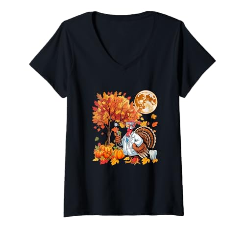 Damen Turkey Costume Dentist Tools Thanksgiving Fall Pumpkins T-Shirt mit V-Ausschnitt von Dentist Thanksgiving Costume