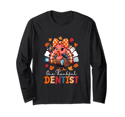 One Thankful Dentist Thanksgiving Truthahn Fliege Damen Langarmshirt von Dentist Thanksgiving Costume
