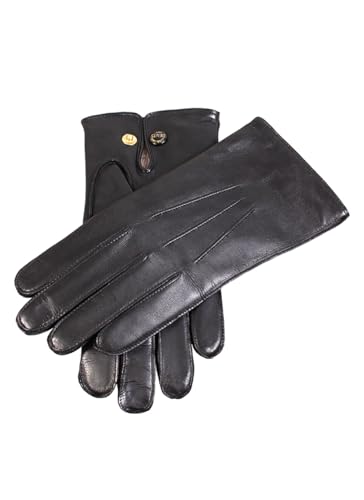 Dents Herren schwarze Mendip Leder-Offiziershandschuhe 8 von Dents