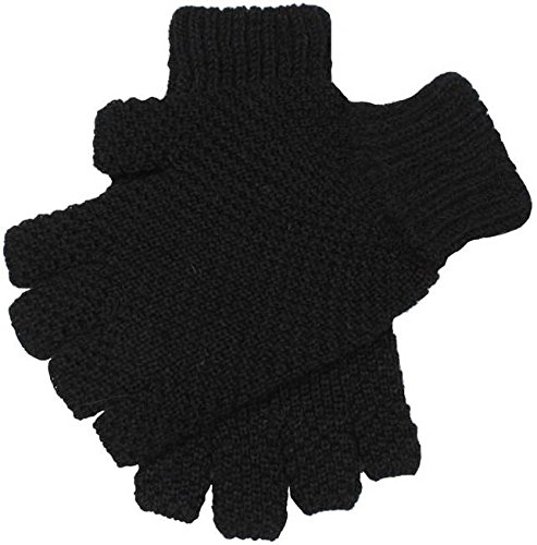 Dents Schwarz Lanber Tuckstitch Half Finger Shooting Handschuh - Klein von Dents