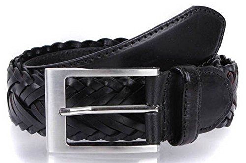 Dents Schwarz geflochtene Armband Leder Gürtel - mittelgroß von Dents