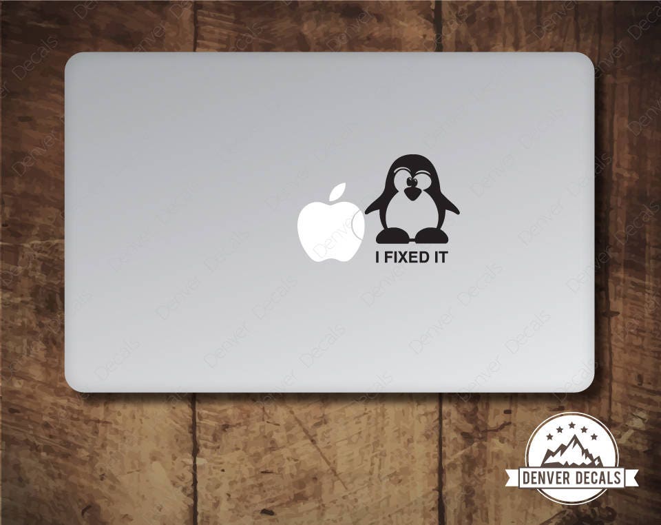 Penguin Fixes The Apple Macbook Sticker Tux Mac Aufkleber 13 15 - Auch Passend Für Das Macbook Air Habe Ich Fixiert Penguin Fixes The Apple Macbook Sticker Tux Mac Aufkleber 13 15 - Auch Passend Für Das Macbook Air Habe Ich Fixiert von DenverDecals