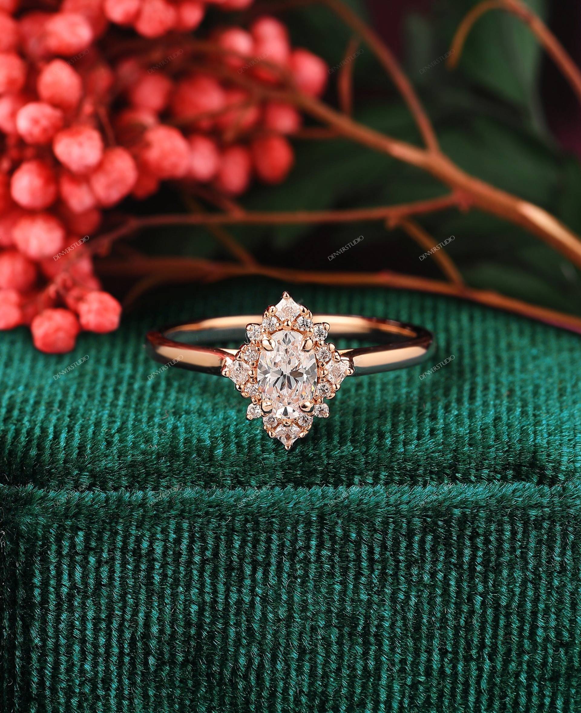 Ring Geschenk, Vintage 1/2Ct Oval Moissanite Hochzeit Vorschlag Ring, Antiker Art Deco Verlobungsringe, Damenring von DenverStudio