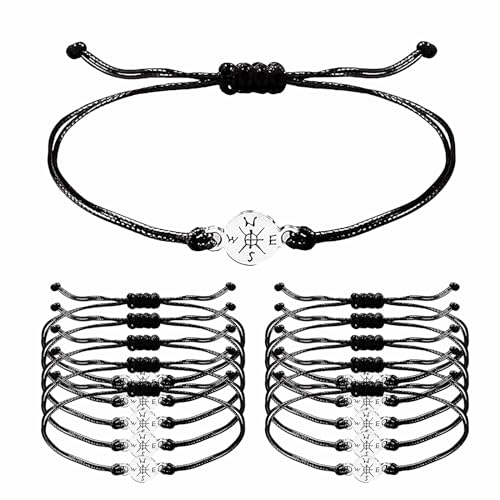Denylo pro 100 Sets Abschluss-Armband-Set, verstellbare Kompass-Armbänder, Abschluss-Gedenk-Armbänder, Geschenke für Schulabschluss, Weihnachtsgeschenke, schwarz von Denylo pro