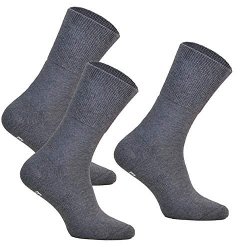 3 Paar Diabetiker Socken ohne Gummibund MEDIC DEO COTTON. Extra Weit Baumwolle Medizin Socken Herren und Damen (41-43, 3 Paar: Graphit) von DeoMed