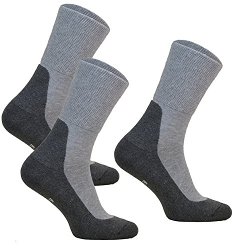 3 Paar Diabetiker Socken ohne Gummibund MEDIC DEO COTTON. Extra Weit Baumwolle Medizin Socken Herren und Damen (38-40, 3 Paar: Grau) von DeoMed