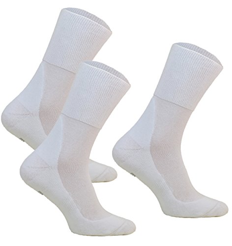 3 Paar Diabetiker Socken ohne Gummibund MEDIC DEO COTTON. Extra Weit Baumwolle Medizin Socken Herren und Damen (41-43, 3 Paar: Weiß) von DeoMed