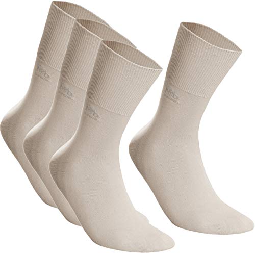 DeoMed 4paar Diabetiker Socken COTTON - Dünn ohne gummi Diabetikersocken Herren und Damen. (43-46, Beige) von DeoMed