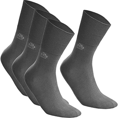 DeoMed 4paar Diabetiker Socken COTTON - Dünn ohne gummi Diabetikersocken Herren und Damen. (39-42, Dunkelgrau) von DeoMed