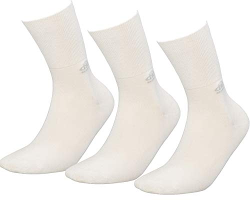 DeoMed Diabetiker-Socken Herren & Damen I 3 Paar Smart SeaCell medizinische Socken mit Zink und Meeresalgen I Weiche komfortable Diabetikerstrümpfe ohne Naht Gummi u. Kompression (35-38, Creme) von DeoMed