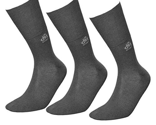 DeoMed Diabetiker-Socken Herren & Damen I 3 Paar Smart SeaCell medizinische Socken mit Zink und Meeresalgen I Weiche komfortable Diabetikerstrümpfe ohne Naht Gummi u. Kompression (39-42, Dunkelgrau) von DeoMed