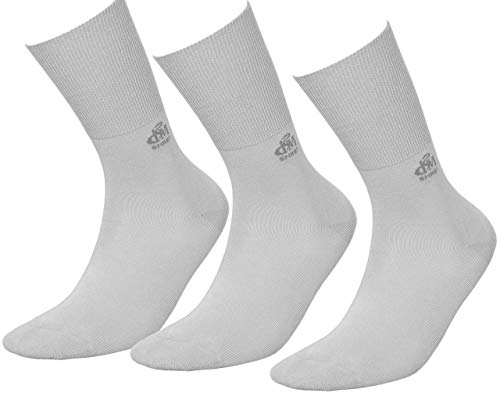 DeoMed Diabetiker-Socken Herren & Damen I 3 Paar Smart SeaCell medizinische Socken mit Zink und Meeresalgen I Weiche komfortable Diabetikerstrümpfe ohne Naht Gummi u. Kompression (39-42, Grau) von DeoMed