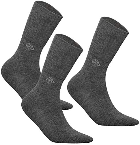 DeoMed 3paar MerinoWolle Diabetiker Socken ohne gummi dünn für Herren und Damen (35-38, Graphit - 3paar) von DeoMed