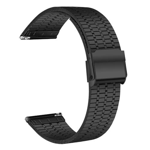 Deolven Edelstahl Uhrenarmband, Mesh Metall Uhrenarmbänder für Herren und Damen, Schnellspanner Armband für Smartwatch und Traditionelle Uhr, Uhrband 20mm Schwarz von Deolven