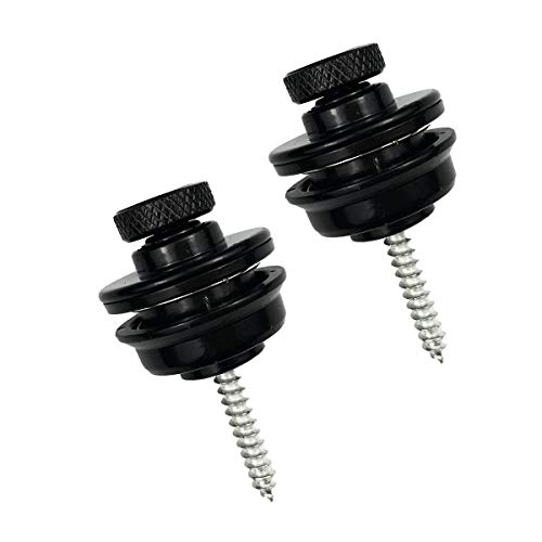 Deolven Gitarrengurt Schloss,Gitarrengurt Knöpfe 2 Pack Metal Gitarrengurt Taste Gitarrengurt Endknopf mit Befestigungsschrauben für Akustik Klassische E-Gitarre Bass Ukulele Schwarz von Deolven
