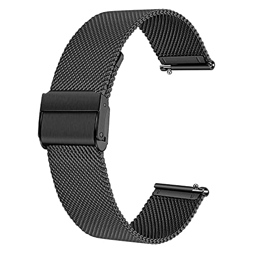 Deolven Metall Uhrenarmbänder, Schnellspanner Armbänder Milanaise Uhrenarmband für Herren und Damen Smartwatch und Traditionelle Uhr,16mm Schwarz von Deolven