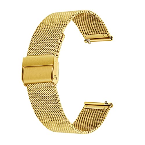 Deolven Metall Uhrenarmbänder, Schnellspanner Armbänder Milanaise Uhrenarmband für Herren und Damen Smartwatch und Traditionelle Uhr,18mm Gold von Deolven