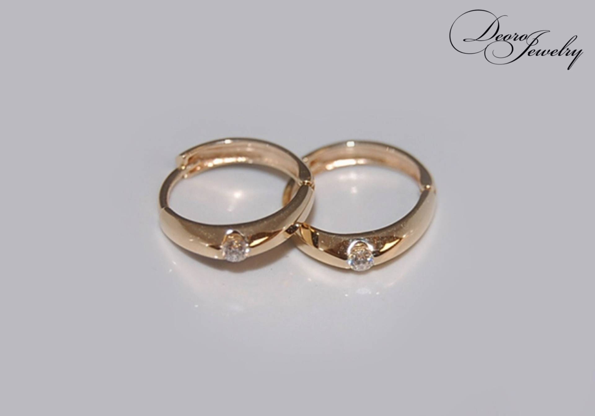 Gelbgoldohrringe Mit Zirkonia, Für Frauen, Ohrringe Mädchen, Kinderohrringe, Babyohrringe, 14K Solides Gold von DeoroJewelryDesign