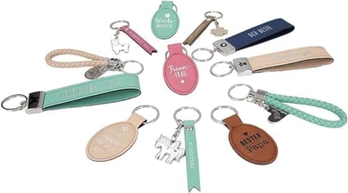 Depesche 11807-040 Vergiss mich nicht Schlüsselanhänger, gezacktes Schildchen aus Leder mit "Schutzengel", Cremefarben, inkl. Metallanhänger im Engel-Form mit Emaille von Depesche