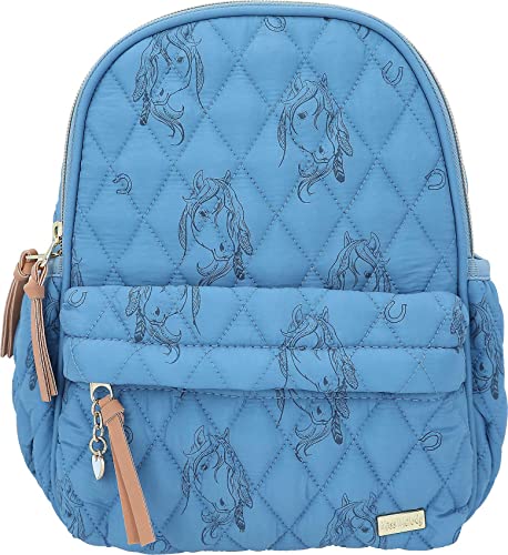 Depesche 12026 Miss Melody Blue Quilt - Rucksack für Kinder mit Pferde-Muster und Steppnaht-Optik, Tasche in Blassblau mit längenverstellbaren Schultergurten von Depesche