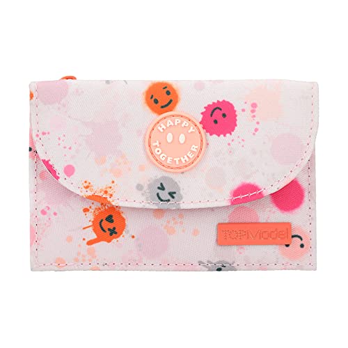 Depesche 12286 TOPModel Happy Together - Portemonnaie in Rosa mit Model-Motiv und Smiley-Muster, Geldbörse mit Fächern für Münzen, Scheine und Karten von Depesche