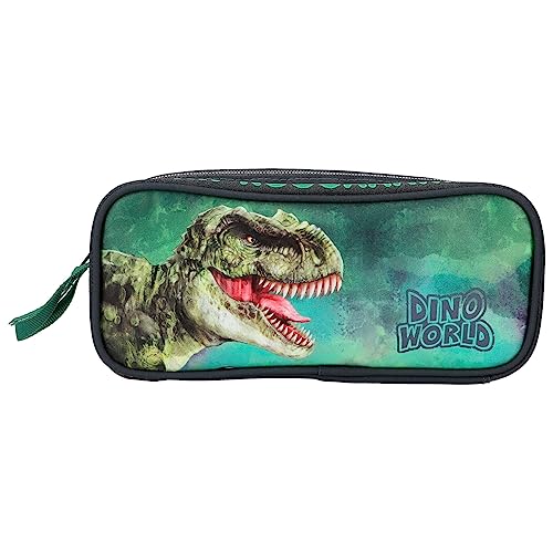 Depesche 12508 Dino World - Schlampertasche im Dinosaurier-Design, Federmäppchen mit 2 Fächern von Depesche