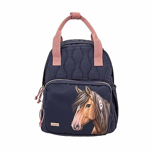 Depesche 12512 Miss Melody Night Horses - Rucksack für Kinder mit Pferde-Motiv und Steppnaht-Optik, Tasche in Dunkelblau mit längenverstellbaren Schultergurten von Depesche