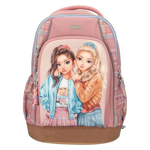 Depesche 13013 TOPModel Team Teddy - Schulrucksack in Rosa, mit Model Motiv und Anhänger, Schultasche mit verstellbaren Trägern, Mehrfarbig von Depesche