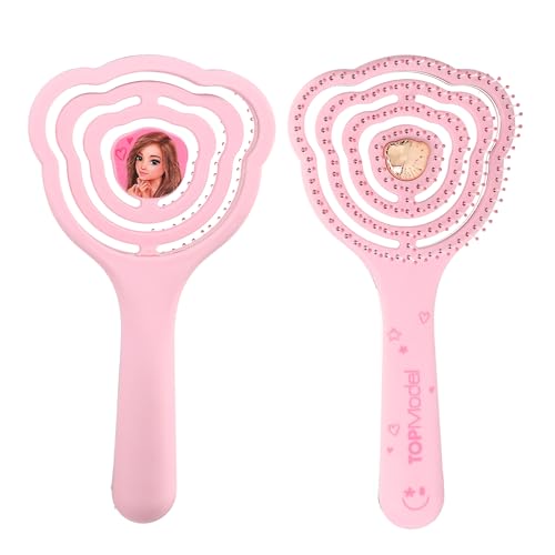 Depesche 13510 TOPModel - Haarbürste Beauty and Me, in Rosa, mit Bürstenkopf in Teddy-Form und mit goldenen Details, Kamm gibt federnd nach von Depesche