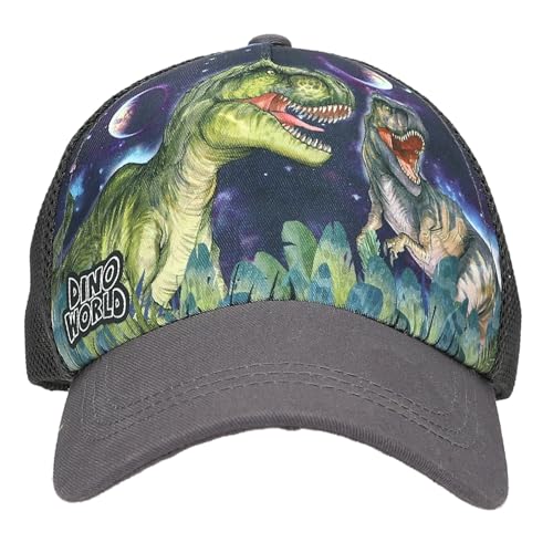 Depesche 13513 Dino World Galaxy - Bedruckte Cap in Dunkelblau, mit Weltall Dinosaurier Motiv, Kinder-Mütze mit Netz und Größenverstellung von Depesche