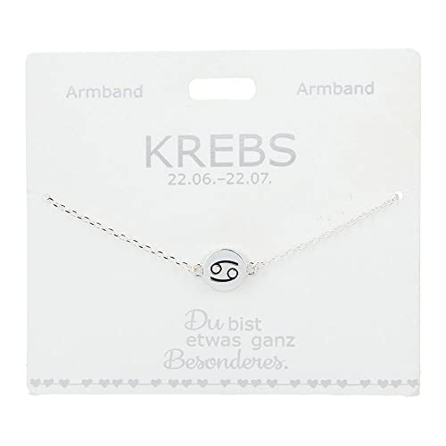 Depesche 4715-043 Armband für Damen mit dem Sternzeichen-Symbol Krebs als Anhänger, versilbert, variabel in der Länge tragbar (15 - 20 cm), ideal als Geschenk für die Partnerin, (beste) Freundin von Depesche