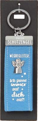 Depesche Schlüsselanhänger aus Filz, mit Schutzengel und Aufschrift, Wegbegleiter, ich Passe Immer auf Dich auf, blau, ca. 15 cm von Depesche