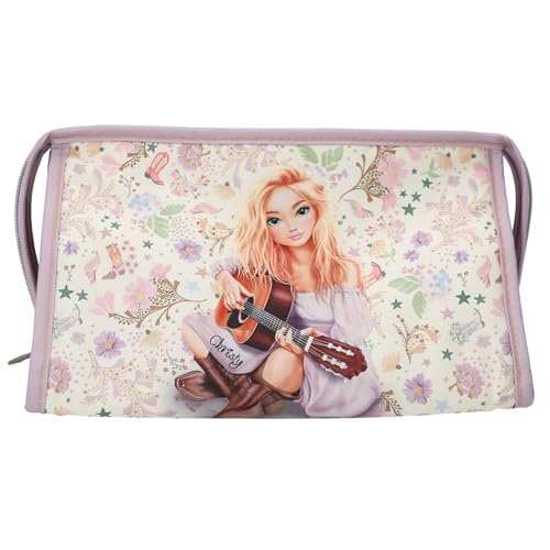 Depesche Unisex Kinder 13669 TOPModel Cowgirl-Allzwecktasche in Lila, mit Model Motiv und Blumen Muster, Täschchen mit langem Reißverschluss, Creme von Depesche