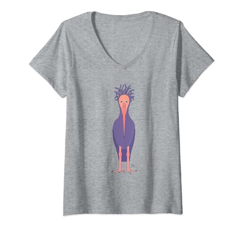 Damen Nördlicher Waldrapp T-Shirt mit V-Ausschnitt Damen Nördlicher Waldrapp T-Shirt mit V-Ausschnitt von DepictiumArt
