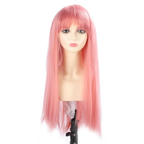 Frauen-Perücken, Hitzebeständige Lange Gerade Perücke mit Pony, Weiche Gerade Lange Cosplay-Perücke, Lange Haar-Perücken, Cosplay-Kostüm-Haarersatz-Perücken, für Cosplay-Party von Depisuta