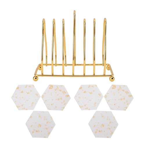 Make-up-Mischtablett, 6 Stück, sechseckige Acryl-Kosmetik-Make-up-Palette, professionelle Nail-Art-Palette, Acryl-Make-up-Palette mit goldenem Ständer für Lidschatten-Nagelkunst von Depisuta