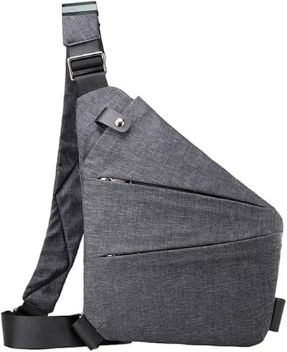 Depploo Anti-Diebstahl-Tasche, wasserdicht, Diebstahlschutz, Umhängetasche, seitliche schlanke Schultertasche für den Außenbereich, Graue linke Schulter, 12"" x 8"" x 1.5"" (30 x 20 x 4 cm) von Depploo