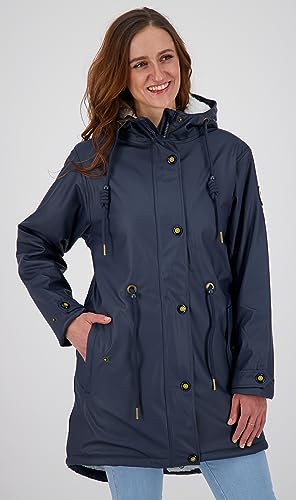 Deproc Active Damen Friesennerz Regenmantel Kapuze Wasserdicht Wetterfest Windbreaker Übergangsjacke #ankerglutliebe Regenjacke, Navy, 46 von DEPROC-Active