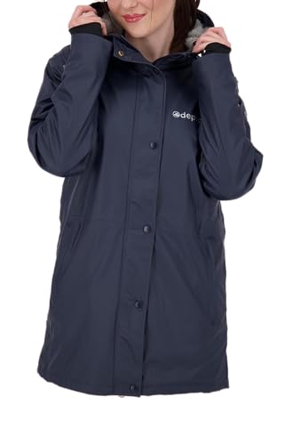 Deproc Active Damen Friesennerz Regenmantel Mit Kapuze Gefüttert Wasserdicht Wetterfest Übergangsjacke New Ellesmere Regenjacke, Navy, 40 EU von DEPROC-Active