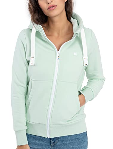 Deproc Active Damen Sweatjacke Mit Kapuzenjacke Zip Fleecejacke Windbreaker Hoodie Reißverschluss Finjacmyk Kapuzenpullover, Mint, 36 EU von DEPROC-Active