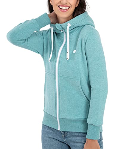 Deproc Active Damen Sweatjacke Mit Kapuzenjacke Zip Fleecejacke Windbreaker Hoodie Reißverschluss Finjacmyk Kapuzenpullover, Türkis, 38 EU von Deproc Active