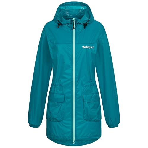 Deproc Active Damen Regenmantel Kapuze Wasserdicht Wetterfest Windbreaker Übergangsjacke Lynn Women Regenjacke, Aruba Blue, 70 von DEPROC-Active