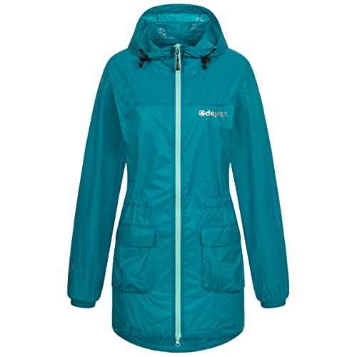 Deproc Active Damen Regenmantel Kapuze Wasserdicht Wetterfest Windbreaker Übergangsjacke Lynn Women Regenjacke, Aruba Blue, 46 von DEPROC-Active