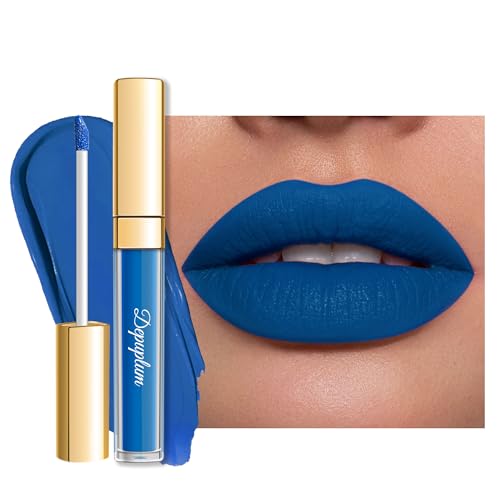 DE'MUMU Blue Matte Lipstick Women Lipstick Long Lasting Thick Resistant No Transfer Lip Liquid Lip Gloss von Depuplum