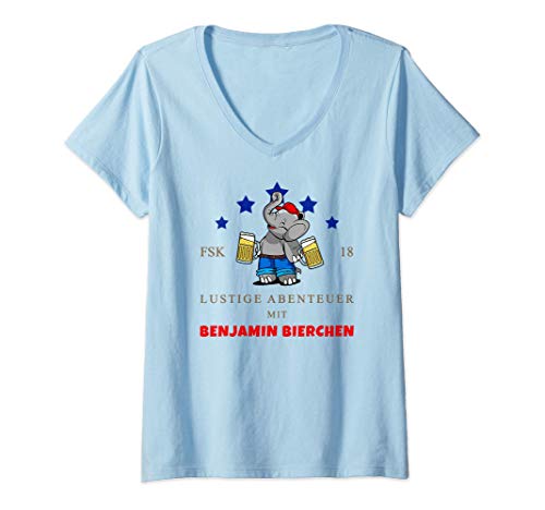 Damen Benjamin Bierchen 2. bier digga bier. AM PM Beer Elefant Fun T-Shirt mit V-Ausschnitt Damen Benjamin Bierchen 2. bier digga bier. AM PM Beer Elefant Fun T-Shirt mit V-Ausschnitt von Der Benjamin Bierchen Fan Shop