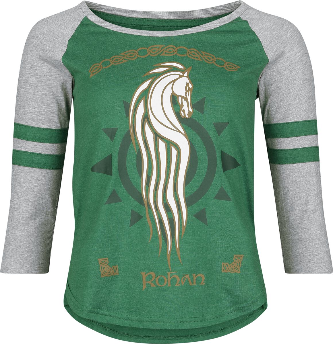Der Herr der Ringe Langarmshirt - Rohan - M bis XXL - für Damen - Größe M - grün/grau  - Lizenzierter Fanartikel von Der Herr der Ringe