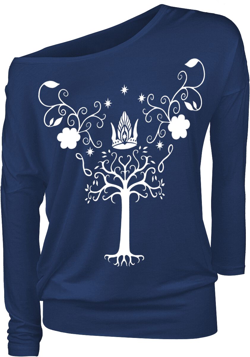 Der Herr der Ringe Langarmshirt - Tree Of Gondor - S - für Damen - Größe S - blau  - Lizenzierter Fanartikel von Der Herr der Ringe