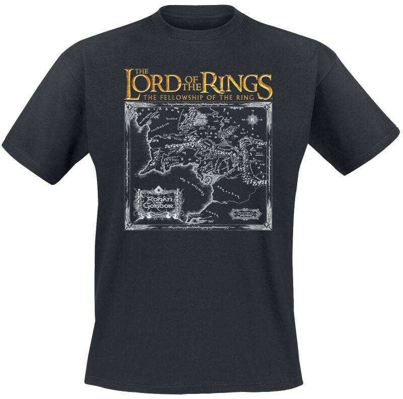 Der Herr der Ringe T-Shirt - Map Fellowship - M bis 4XL - für Männer - Größe XXL - schwarz  - Lizenzierter Fanartikel von Der Herr der Ringe