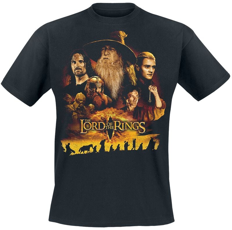 Der Herr der Ringe T-Shirt - Poster - S bis 5XL - für Männer - Größe 4XL - schwarz  - Lizenzierter Fanartikel von Der Herr der Ringe